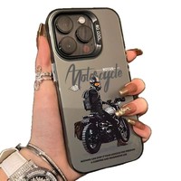 Cool moto homme impression plaqué argent clé TPU PC housse de téléphone portable pour Iphone X Xr Xs 11 12 13 14 15 16 Pro 17