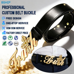 Cinturón universal de mezclilla estilo punk con remaches, personalizable con el logotipo de tu marca, hebilla metálica de acero/aleación con diseño de cruz 3D estilo western. - Product Image 1