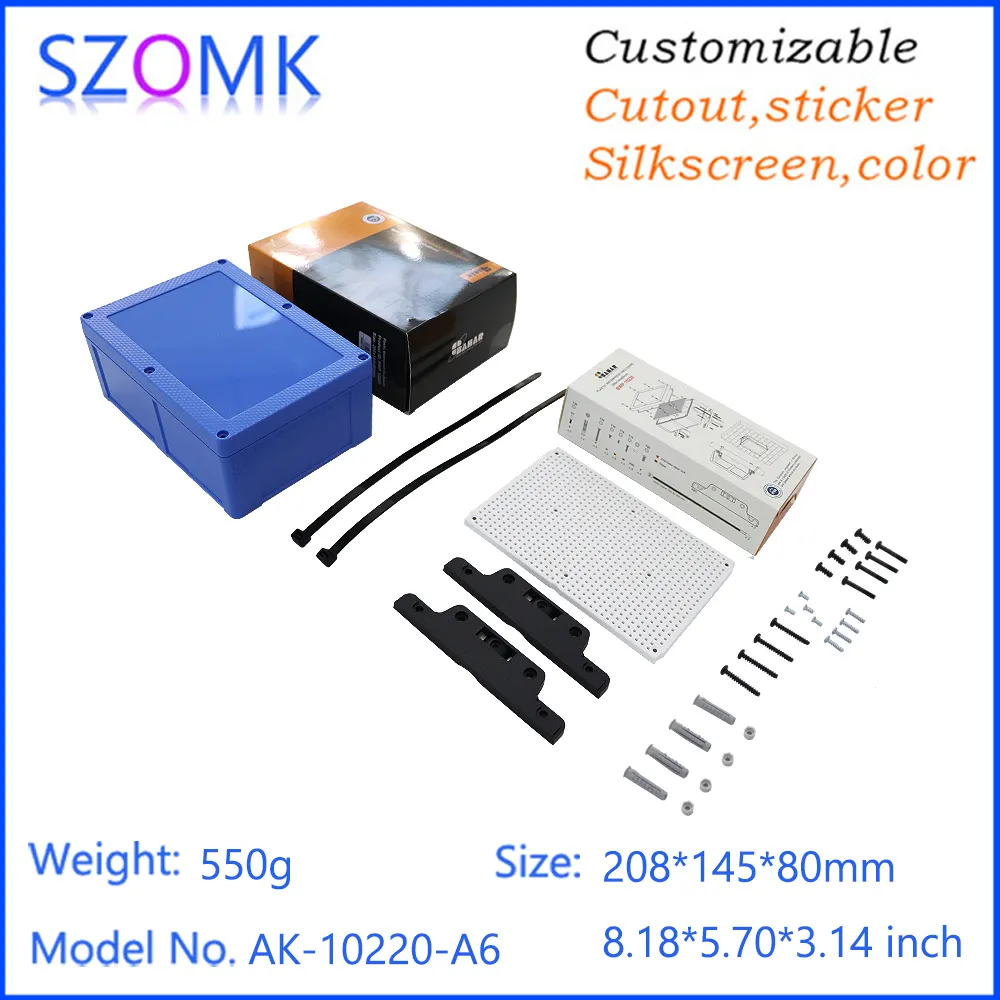 ABS tahan ledakan Pcb tahan air penutup Ip68 kotak persimpangan 208*145*80mm kotak listrik plastik penutup elektron