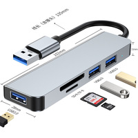 USB Tipe C 3.0 Hub aluminium 5-in-1 pemisah Hub Data pembaca kartu SD/TF untuk MacBook PC Laptop LANGSUNG Amerika