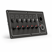 Panneau de commutation à 6 interrupteurs en aluminium 12V/24V avec fusibles, USB PD3.0 QC3.0 30W, voltmètre et prise DC DAMAVO pour voiture, bateau, camping-car
