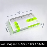 Niveau à bulle carré mini multifonctionnel transparent haute précision 90° °   180 °   Niveau magnétique bidirectionnel avec aimant 95x50x15mm