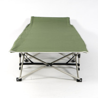 Lit de camping portable de bureau extérieur 2024, lit simple avec poche latérale, couleur personnalisée, lit de camping pliable