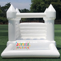 Château gonflable blanc pas cher avec piscine à balles, idéal pour mariage, en PVC 0,55 mm, installation facile, garantie 3 ans