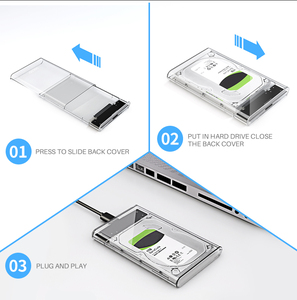 OSCOO HD1 2.5 英寸 SATA HDD/SSD 外壳，USB 3.0 Micro B，支持 UASP，透明 ABS+PC 外壳，适用于电脑应用 - Product Image 5