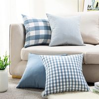 Sommer dekorationen Kissen bezüge Karierte gemusterte gestreifte Bauernhaus Leinen Kissen bezüge Kissen bezüge für Sofa Couch Bett