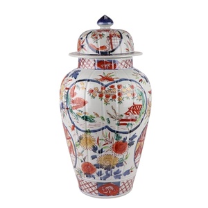 RZQF04 <strong>Imari</strong> Style Hand Painted Ribbed Landscape Figure Pattern Ceramic Ginger Jar