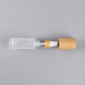 Lusso vuoto 30ml 50ml 60ml 100ml 120ml 1oz 2oz 4oz bottiglia di lozione di vetro smerigliato spalla piatta con coperchio Spray di bambù della pompa - Product Image 5