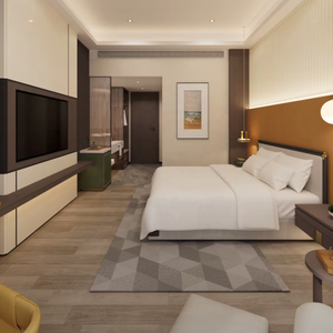 Ensemble de chambre à coucher de luxe moderne, écologique, avec lit queen-size personnalisable, tête de lit en bois, design de panneau, garantie de 5 ans - Product Image 2