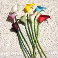 Lys Calla artificiels modernes de haute qualité en latex blanc et rouge bordeaux, toucher réel, pour la maison, les mariages, la fête des mères, la décoration de table