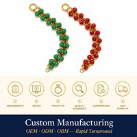 Bracelet en Acier Inoxydable Plaqué Or 18K pour Femme avec Perles Artificielles Vertes, Bijoux Anti-ternissement en Gros