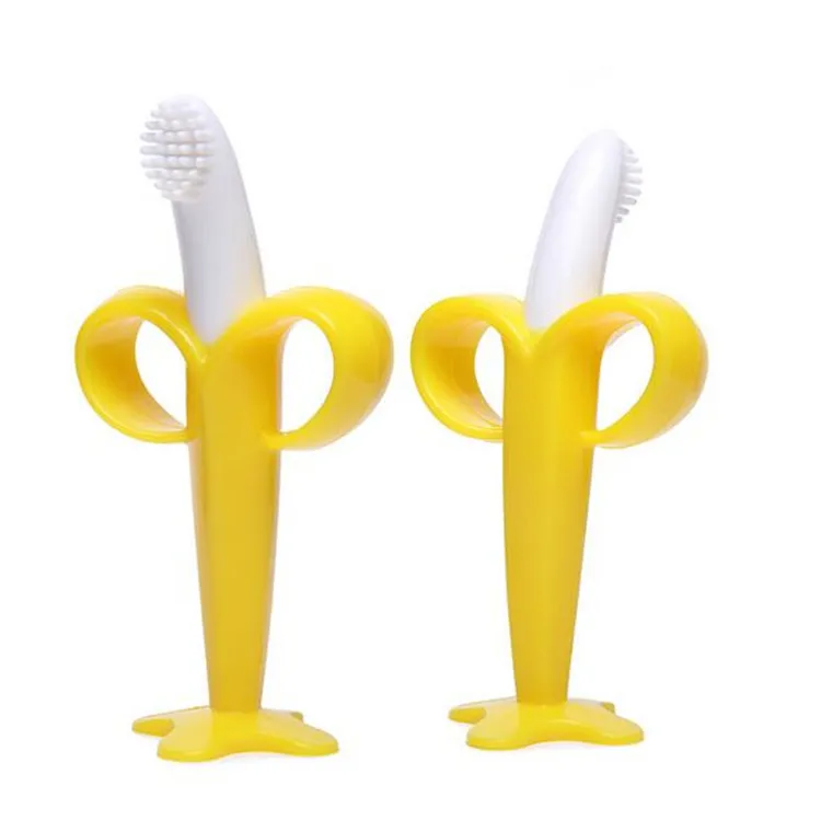 Spazzolino da denti a Banana tridimensionale con bastoncino molare per bambini in Silicone di nuovo Design