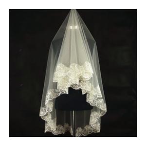 Accessoires de <span class=keywords><strong>mariage</strong></span> Ecoparty Voile de <span class=keywords><strong>mariage</strong></span> court blanc ivoire Voile de mariée une couche Appliques bord en dentelle Accessoires de <span class=keywords><strong>mariage</strong></span> bon marché - Product Image 5