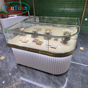 Vitrine de bijoux ronde en <span class=keywords><strong>bois</strong></span> pont coulissant présentoir de bijoux comptoir de bijoux vitrine kiosque - Product Image 3