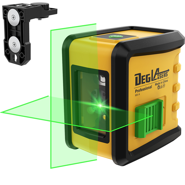 DEGLASERS DIY Cross Line Laser Level Single Module Mini Style Self Leveling Green Laser Level with AA Battery for Construction