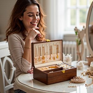 Estuche de Almacenamiento de Joyas de Madera de Nogal Personalizado de Fábrica Moderna, OEM ODM, con Interior de Terciopelo, Gran Capacidad, para Mujer - Product Image 3