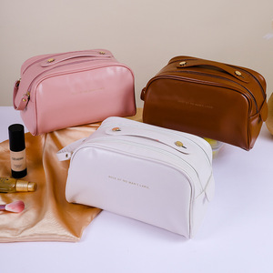 Bolsa de Aseo de Viaje, Bolsa de Maquillaje Portátil, Gran Capacidad, Doble Cierre, Ligera, Blanca, Impermeable y Expandible - Product Image 1