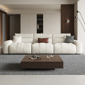 Ensemble de canapés en <span class=keywords><strong>cuir</strong></span> crème minimaliste italien, salon moderne, luxe, canapé modulaire en <span class=keywords><strong>cuir</strong></span> anti-griffes pour appartement - Product Image 1