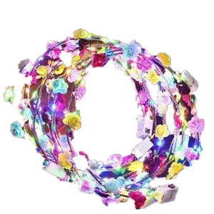 LED-Blume leuchtendes Kopfband leuchtende Haarbänder Damen-Kopfbekleidung für Feiertag Weihnachten Halloween Party Hochzeitsdekoration