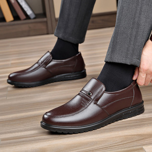 Men's Top-Grain Leather Shoes Rubber Outsole <b>Low</b> <b>Heel</b> Breathable Office Casual Wear Wenzhou Origin - Product Image 4