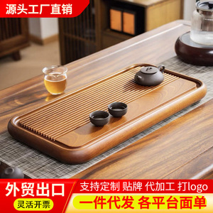 Bandeja de té de madera maciza, nuevo estilo chino, lujo ligero, mesa de preparación de té en seco, mesa de té doméstica de doble uso (seco y húmedo), con drenaje. - Product Image 6
