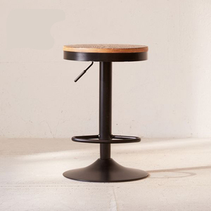 <span class=keywords><strong>Tabouret</strong></span> <span class=keywords><strong>de</strong></span> <span class=keywords><strong>bar</strong></span> pivotant à hauteur réglable avec siège rond en <span class=keywords><strong>bois</strong></span> massif, base en métal, finition personnalisée - Product Image 5