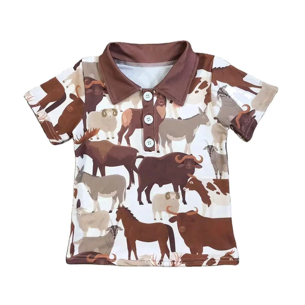 Grosir butik anak laki-laki kualitas tinggi kaus POLO motif hewan kasual dan modis untuk musim panas