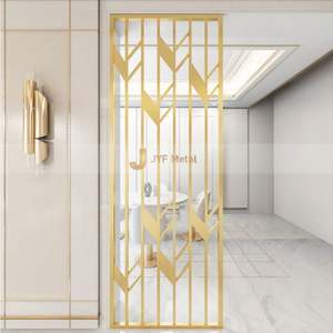 EX242 Cloison de séparation moderne en acier inoxydable découpé au laser avec finition dorée, design sur mesure, séparateur de pièce pliable - Product Image 3