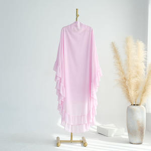 复古2层雪纺马克西长Khimar高级穆斯林女性伊斯兰服装加尺寸盖头斋月祈祷Khimar - Product Image 5