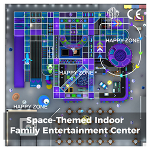Structure de jeu intérieure personnalisée sur le thème de l'espace pour enfants, équipement de terrain de jeu souple commercial multi-niveaux avec tourelle et <span class=keywords><strong>maison</strong></span> de jeu de rôle - Product Image 1