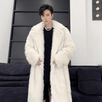 Manteau long en fausse fourrure pour homme, automne/hiver ; Veste matelassée élégante et stylée avec doublure en fausse fourrure de renard, poches intégrées pour rester au chaud