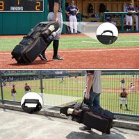 Sac de transport à roulettes pour bâtons de baseball, étanche, portable, capacité 4 bâtons, base rigide renforcée, bandoulière arquée, compartiment chaussures/casque