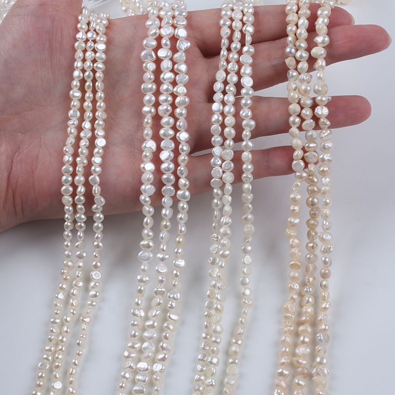 4-5mm A/AA/AAA/AAAA Quality White Color Freshwater Baroque Pearls Beads Side Drilled Strand Diy Jewelry Making