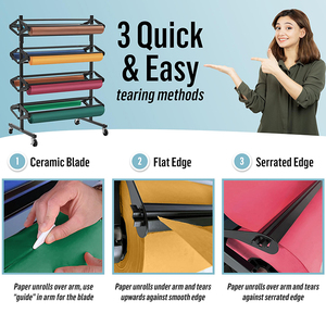 Dispenser per Rotoli <span class=keywords><strong>di</strong></span> Carta Kraft JH-Mech, Robusto, Larghezza 48 Pollici, Supporto da Terra in Metallo per 8 Rotoli <span class=keywords><strong>di</strong></span> Carta da Imballaggio - Product Image 4