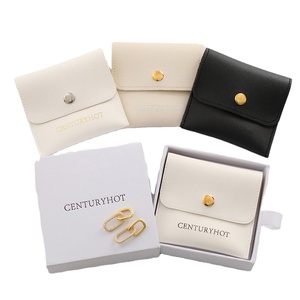 Sac à bijoux en cuir PU mini format avec logo personnalisé, vente chaude, pour emballage cadeau, collier, bijoux, pochette à rabat - Product Image 5