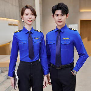 Seragam Pilot Profesional Kemeja Lengan Panjang Pria Wanita <span class=keywords><strong>2</strong></span> Potong Setelan Seragam Kerja Penerbangan Maskapai Layanan Kustomisasi Grosir - Product Image 1