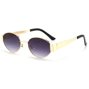 Hot Fashion New Ladies Outdoor Travel Beach Sunblock a Variety of Color Metal Oval Sunglasses - Product Image 3