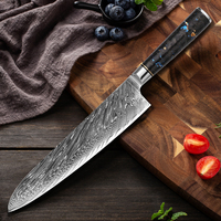 Couteau de chef japonais professionnel KEENHOPE, 9 pièces, acier Damas 67 couches VG10 avec manche en résine composite + fibre de carbone