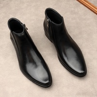 Sepatu Bot Musim Dingin Gaya Italia untuk Pria, Ujung Runcing, Bergaya, untuk Kerja Luar Ruangan, Model Slip-On, Tahan Air, Anti-Selip, Kulit Sapi