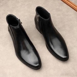 Bottes à bout pointu de style italien pour homme, bottes de travail élégantes pour l'extérieur, bottes de moto en cuir de vachette antidérapantes pour homme - Product Image 3