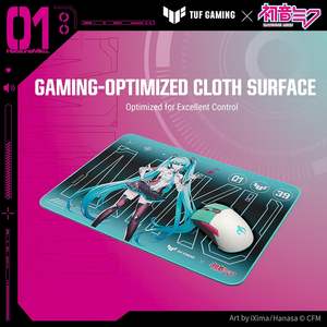 Tapis de souris rectangulaire professionnel TUF Gaming P1 Hatsune Miku Edition 250x210mm, étanche Aqua, pour le gaming et le bureau (vente en gros) - Product Image 5
