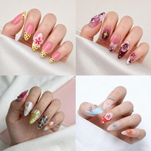 <span class=keywords><strong>Uñas</strong></span> postizas acrílicas de diseño francés de marca privada para salón, tipo ataúd/bailarina, a granel, hechas a mano, a presión, OEM - Product Image 4