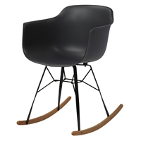 Fauteuil à bascule ergonomique en plastique durable avec base en métal moderne et balançoires en bois pour salon