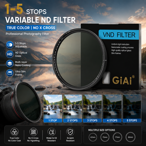 Filtre de densité neutre 1-<span class=keywords><strong>5</strong></span> stops VND pour objectif d'appareil photo, filtre de photographie couleur réelle pour appareils photo reflex numériques et hybrides Canon, <span class=keywords><strong>Sony</strong></span>, Nikon - Product Image 1