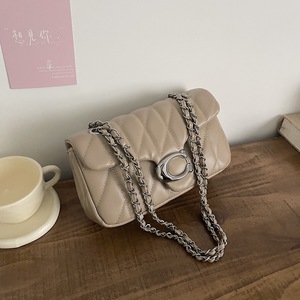 Sac bandoulière rétro en PU véritable pour femme, petit format, avec deux chaînes et fermeture éclair, nouveau modèle <span class=keywords><strong>printemps</strong></span> 2026, populaire auprès des influenceurs - Product Image 2