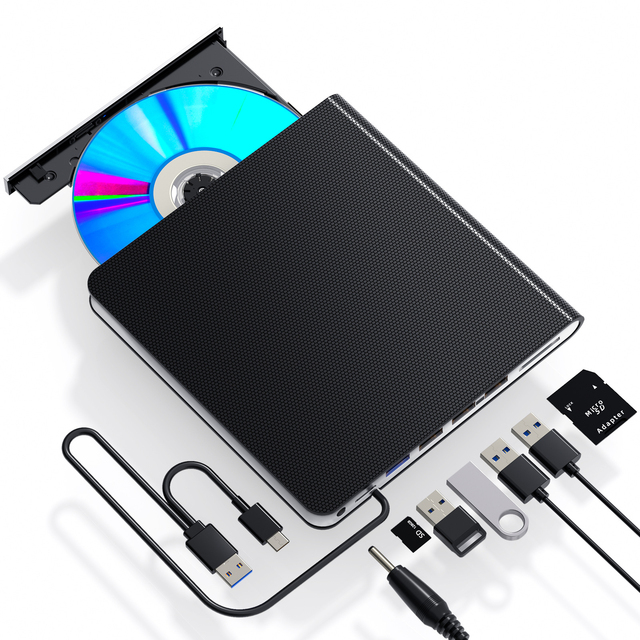 High Speed USB Type C External DVD Blu Ray Drive Portable Multifunctional CD DVD Burner Reader for Desktop Laptop Computer