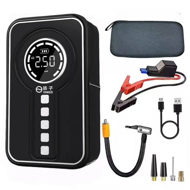 2025 New 6000mah Portable Lithium Jump Starter Air Compressor Tire Inflator Emergency Tool Kit for 12V 24V Car SUV Batteries