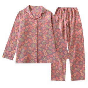 <span class=keywords><strong>Pigiama</strong></span> da <span class=keywords><strong>Donna</strong></span> Primavera-Autunno in Puro Cotone di Alta Qualità, Jacquard Tinto in Filo, Traspirante, Maniche Lunghe, Set Completo <span class=keywords><strong>XXL</strong></span> - Product Image 5