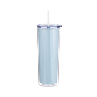 Gobelet isotherme réutilisable à double paroi grande capacité pour enfants, 400 ml, portable, pour étudiants, avec paille intégrée