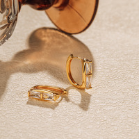Nouvelle conception d'usine de source 3A + Zircon Boucles d'oreilles en cuivre de style populaire Boucles d'oreilles en laiton de cercle géométrique simple